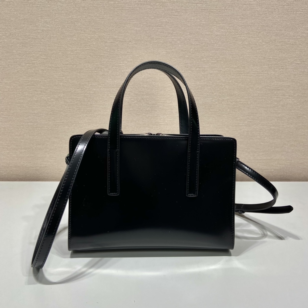 Prada Mini Re Edition 1995 Brushed Leather Handbag Bag Black 1BA357